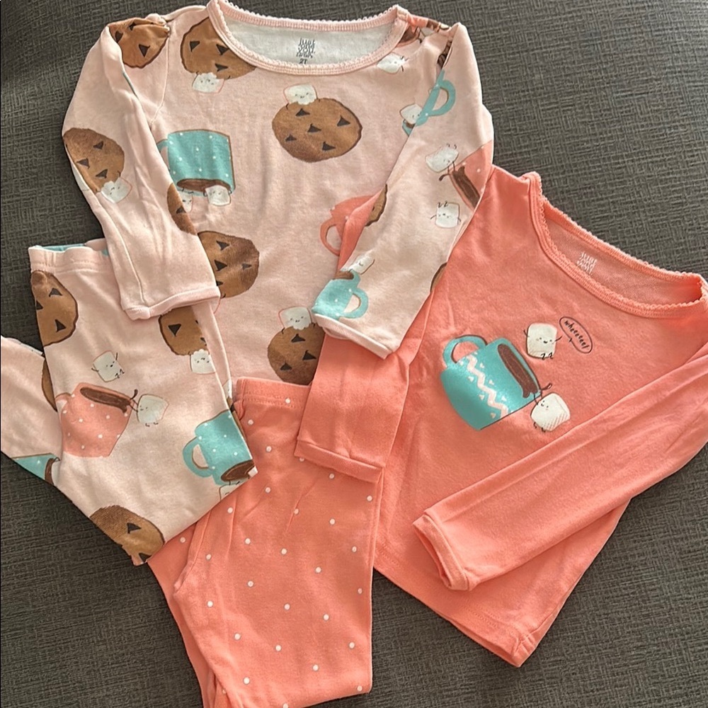 Cozy Girls Pajamas Set - Pink and Peach